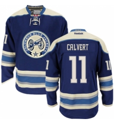 Men's Reebok Columbus Blue Jackets #11 Matt Calvert Premier Navy Blue Third NHL Jersey