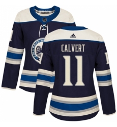 Women's Adidas Columbus Blue Jackets #11 Matt Calvert Authentic Navy Blue Alternate NHL Jersey