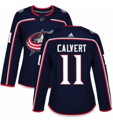 Women's Adidas Columbus Blue Jackets #11 Matt Calvert Authentic Navy Blue Home NHL Jersey