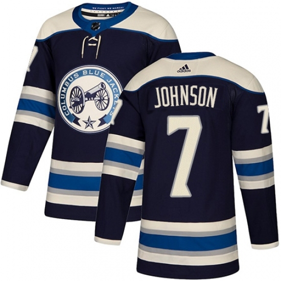 Men's Adidas Columbus Blue Jackets #7 Jack Johnson Authentic Navy Blue Alternate NHL Jersey Men's Adidas Columbus Blue Jackets #7 Jack Johnson Authentic Navy Blue Alternate NHL Jersey