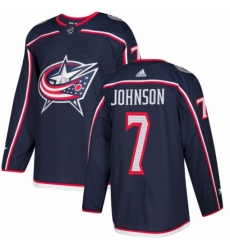 Men's Adidas Columbus Blue Jackets #7 Jack Johnson Authentic Navy Blue Home NHL Jersey