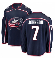 Men's Columbus Blue Jackets #7 Jack Johnson Fanatics Branded Navy Blue Home Breakaway NHL Jersey