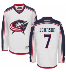Men's Reebok Columbus Blue Jackets #7 Jack Johnson Authentic White Away NHL Jersey Men's Reebok Columbus Blue Jackets #7 Jack Johnson Authentic White Away NHL Jersey