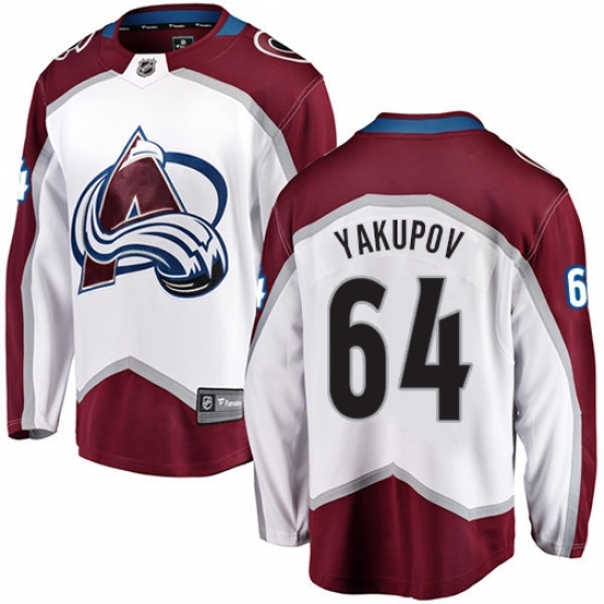 Men's Colorado Avalanche #64 Nail Yakupov Fanatics Branded White Away Breakaway NHL Jersey Men's Colorado Avalanche #64 Nail Yakupov Fanatics Branded White Away Breakaway NHL Jersey