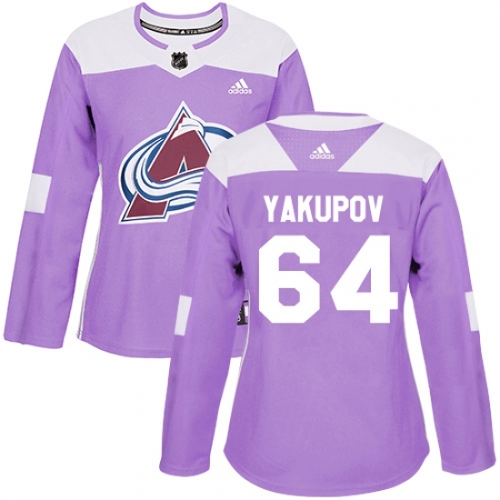 Women's Adidas Colorado Avalanche #64 Nail Yakupov Authentic Purple Fights Cancer Practice NHL Jersey Women's Adidas Colorado Avalanche #64 Nail Yakupov Authentic Purple Fights Cancer Practice NHL Jersey