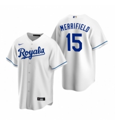 Men's Nike Kansas City Royals #15 Whit Merrifield White Home Stitched Baseball Jersey