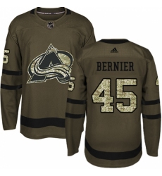 Men's Adidas Colorado Avalanche #45 Jonathan Bernier Authentic Green Salute to Service NHL Jersey