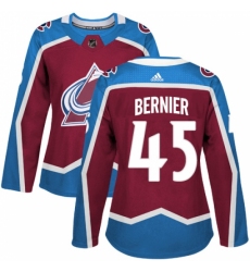 Women's Adidas Colorado Avalanche #45 Jonathan Bernier Authentic Burgundy Red Home NHL Jersey