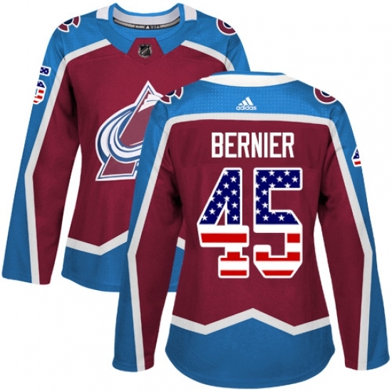 Women's Adidas Colorado Avalanche #45 Jonathan Bernier Authentic Burgundy Red USA Flag Fashion NHL Jersey Women's Adidas Colorado Avalanche #45 Jonathan Bernier Authentic Burgundy Red USA Flag Fashion NHL Jersey