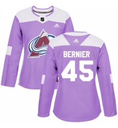 Women's Adidas Colorado Avalanche #45 Jonathan Bernier Authentic Purple Fights Cancer Practice NHL Jersey