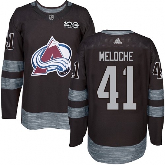 Men's Adidas Colorado Avalanche #41 Nicolas Meloche Authentic Black 1917-2017 100th Anniversary NHL Jersey Men's Adidas Colorado Avalanche #41 Nicolas Meloche Authentic Black 1917-2017 100th Anniversary NHL Jersey