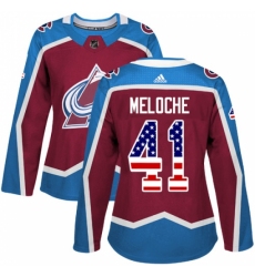 Women's Adidas Colorado Avalanche #41 Nicolas Meloche Authentic Burgundy Red USA Flag Fashion NHL Jersey Women's Adidas Colorado Avalanche #41 Nicolas Meloche Authentic Burgundy Red USA Flag Fashion NHL Jersey