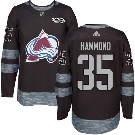Men's Adidas Colorado Avalanche #35 Andrew Hammond Authentic Black 1917-2017 100th Anniversary NHL Jersey Men's Adidas Colorado Avalanche #35 Andrew Hammond Authentic Black 1917-2017 100th Anniversary NHL Jersey