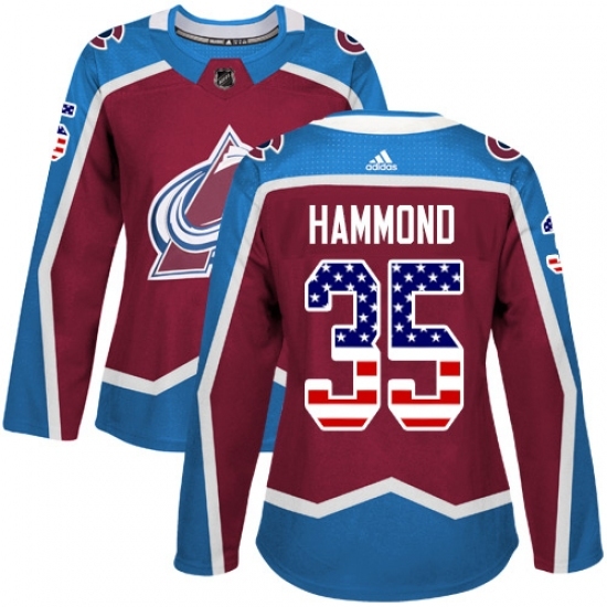 Women's Adidas Colorado Avalanche #35 Andrew Hammond Authentic Burgundy Red USA Flag Fashion NHL Jersey Women's Adidas Colorado Avalanche #35 Andrew Hammond Authentic Burgundy Red USA Flag Fashion NHL Jersey
