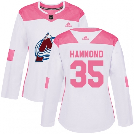 Women's Adidas Colorado Avalanche #35 Andrew Hammond Authentic White Pink Fashion NHL Jersey Women's Adidas Colorado Avalanche #35 Andrew Hammond Authentic White Pink Fashion NHL Jersey