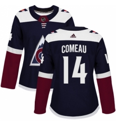 Women's Adidas Colorado Avalanche #14 Blake Comeau Authentic Navy Blue Alternate NHL Jersey