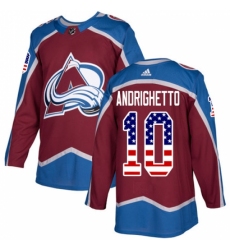 Men's Adidas Colorado Avalanche #10 Sven Andrighetto Authentic Burgundy Red USA Flag Fashion NHL Jersey