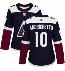 Women's Adidas Colorado Avalanche #10 Sven Andrighetto Authentic Navy Blue Alternate NHL Jersey