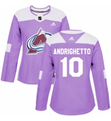 Women's Adidas Colorado Avalanche #10 Sven Andrighetto Authentic Purple Fights Cancer Practice NHL Jersey