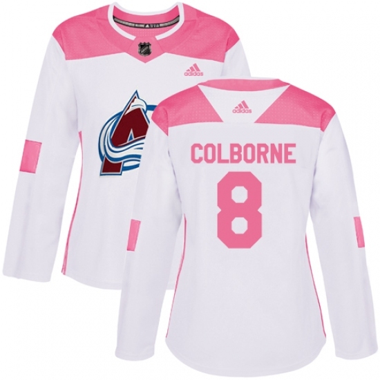Women's Adidas Colorado Avalanche #8 Joe Colborne Authentic White/Pink Fashion NHL Jersey Women's Adidas Colorado Avalanche #8 Joe Colborne Authentic White/Pink Fashion NHL Jersey