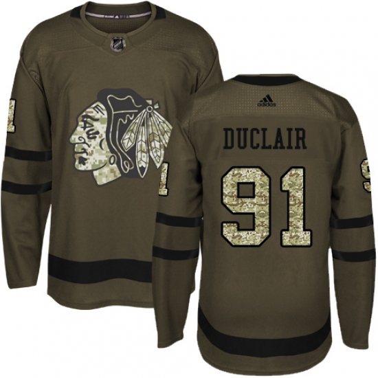 Men's Adidas Chicago Blackhawks #91 Anthony Duclair Authentic Green Salute to Service NHL Jersey Men's Adidas Chicago Blackhawks #91 Anthony Duclair Authentic Green Salute to Service NHL Jersey