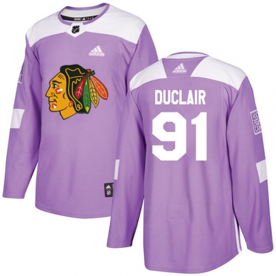 Men's Adidas Chicago Blackhawks #91 Anthony Duclair Authentic Purple Fights Cancer Practice NHL Jersey Men's Adidas Chicago Blackhawks #91 Anthony Duclair Authentic Purple Fights Cancer Practice NHL Jersey