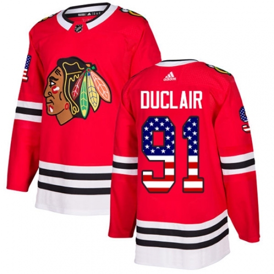 Men's Adidas Chicago Blackhawks #91 Anthony Duclair Authentic Red USA Flag Fashion NHL Jersey Men's Adidas Chicago Blackhawks #91 Anthony Duclair Authentic Red USA Flag Fashion NHL Jersey