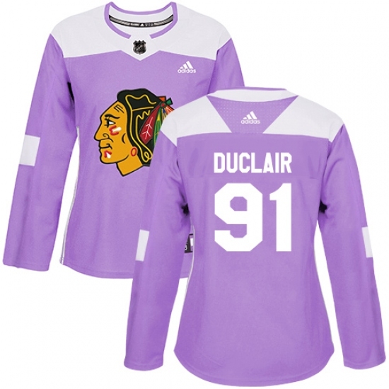 Women's Adidas Chicago Blackhawks #91 Anthony Duclair Authentic Purple Fights Cancer Practice NHL Jersey Women's Adidas Chicago Blackhawks #91 Anthony Duclair Authentic Purple Fights Cancer Practice NHL Jersey