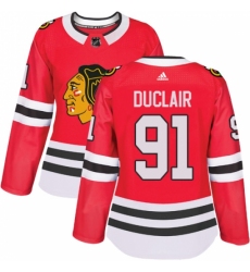 Women's Adidas Chicago Blackhawks #91 Anthony Duclair Authentic Red Home NHL Jersey