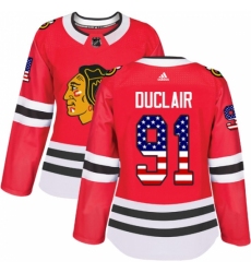 Women's Adidas Chicago Blackhawks #91 Anthony Duclair Authentic Red USA Flag Fashion NHL Jersey Women's Adidas Chicago Blackhawks #91 Anthony Duclair Authentic Red USA Flag Fashion NHL Jersey