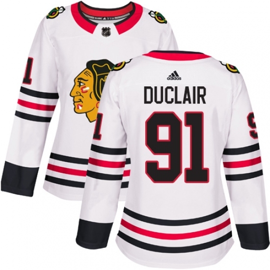 Women's Adidas Chicago Blackhawks #91 Anthony Duclair Authentic White Away NHL Jersey Women's Adidas Chicago Blackhawks #91 Anthony Duclair Authentic White Away NHL Jersey