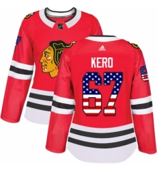 Women's Adidas Chicago Blackhawks #67 Tanner Kero Authentic Red USA Flag Fashion NHL Jersey