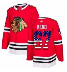 Youth Adidas Chicago Blackhawks #67 Tanner Kero Authentic Red USA Flag Fashion NHL Jersey