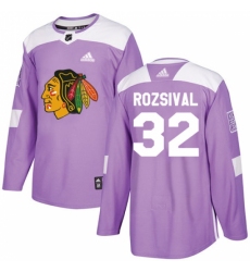 Men's Adidas Chicago Blackhawks #32 Michal Rozsival Authentic Purple Fights Cancer Practice NHL Jersey