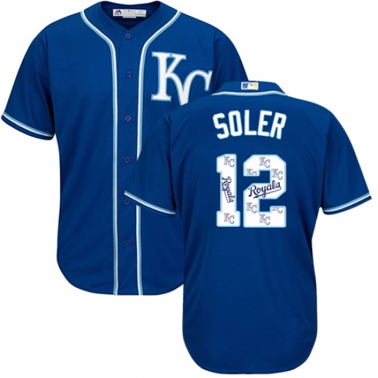 Men's Majestic Kansas City Royals #12 Jorge Soler Blue Authentic Blue Team Logo Fashion Cool Base MLB Jersey Men's Majestic Kansas City Royals #12 Jorge Soler Blue Authentic Blue Team Logo Fashion Cool Base MLB Jersey