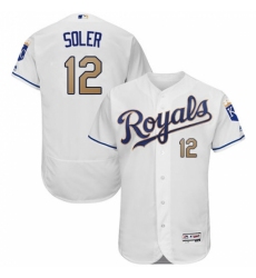 Men's Majestic Kansas City Royals #12 Jorge Soler White Flexbase Authentic Collection MLB Jersey Men's Majestic Kansas City Royals #12 Jorge Soler White Flexbase Authentic Collection MLB Jersey