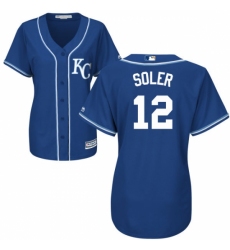 Women's Majestic Kansas City Royals #12 Jorge Soler Replica Blue Alternate 2 Cool Base MLB Jersey Women's Majestic Kansas City Royals #12 Jorge Soler Replica Blue Alternate 2 Cool Base MLB Jersey