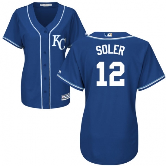 Women's Majestic Kansas City Royals #12 Jorge Soler Replica Blue Alternate 2 Cool Base MLB Jersey Women's Majestic Kansas City Royals #12 Jorge Soler Replica Blue Alternate 2 Cool Base MLB Jersey