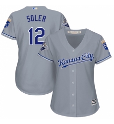 Women's Majestic Kansas City Royals #12 Jorge Soler Replica Grey Road Cool Base MLB Jersey Women's Majestic Kansas City Royals #12 Jorge Soler Replica Grey Road Cool Base MLB Jersey