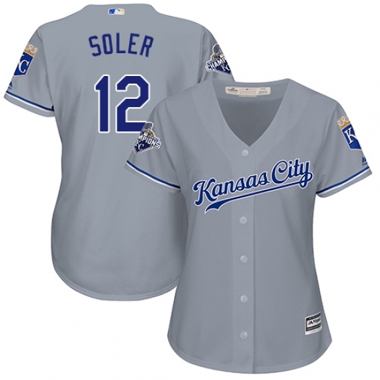 Women's Majestic Kansas City Royals #12 Jorge Soler Replica Grey Road Cool Base MLB Jersey Women's Majestic Kansas City Royals #12 Jorge Soler Replica Grey Road Cool Base MLB Jersey