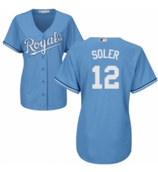 Women's Majestic Kansas City Royals #12 Jorge Soler Replica Light Blue Alternate 1 Cool Base MLB Jersey Women's Majestic Kansas City Royals #12 Jorge Soler Replica Light Blue Alternate 1 Cool Base MLB Jersey
