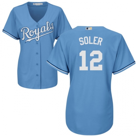 Women's Majestic Kansas City Royals #12 Jorge Soler Replica Light Blue Alternate 1 Cool Base MLB Jersey Women's Majestic Kansas City Royals #12 Jorge Soler Replica Light Blue Alternate 1 Cool Base MLB Jersey