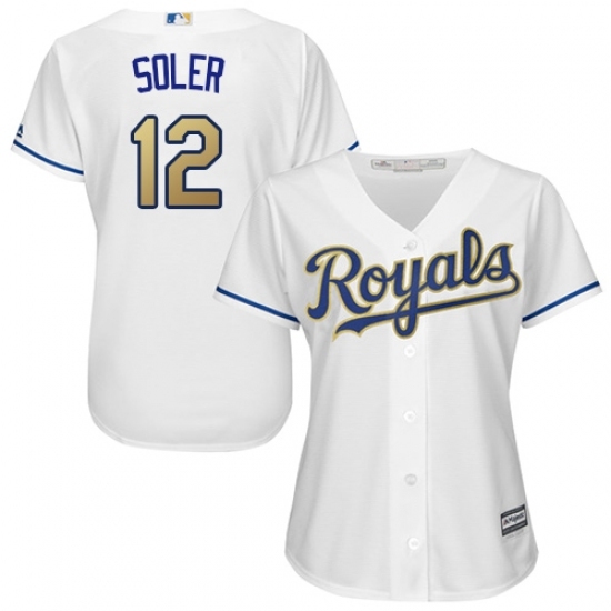 Women's Majestic Kansas City Royals #12 Jorge Soler Replica White Home Cool Base MLB Jersey Women's Majestic Kansas City Royals #12 Jorge Soler Replica White Home Cool Base MLB Jersey