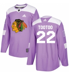 Men's Adidas Chicago Blackhawks #22 Jordin Tootoo Authentic Purple Fights Cancer Practice NHL Jersey