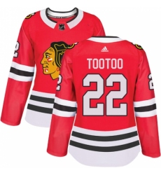 Women's Adidas Chicago Blackhawks #22 Jordin Tootoo Authentic Red Home NHL Jersey
