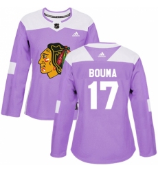Women's Adidas Chicago Blackhawks #17 Lance Bouma Authentic Purple Fights Cancer Practice NHL Jersey