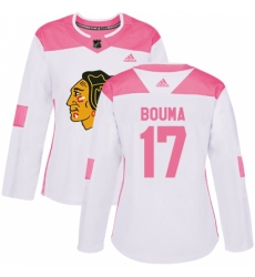 Women's Adidas Chicago Blackhawks #17 Lance Bouma Authentic White/Pink Fashion NHL Jersey