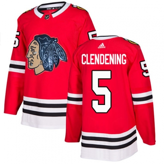 Men's Adidas Chicago Blackhawks #5 Adam Clendening Authentic Red Fashion Gold NHL Jersey Men's Adidas Chicago Blackhawks #5 Adam Clendening Authentic Red Fashion Gold NHL Jersey