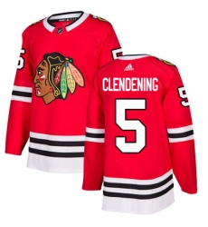 Men's Adidas Chicago Blackhawks #5 Adam Clendening Authentic Red Home NHL Jersey Men's Adidas Chicago Blackhawks #5 Adam Clendening Authentic Red Home NHL Jersey