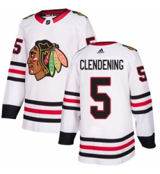 Men's Adidas Chicago Blackhawks #5 Adam Clendening Authentic White Away NHL Jersey Men's Adidas Chicago Blackhawks #5 Adam Clendening Authentic White Away NHL Jersey